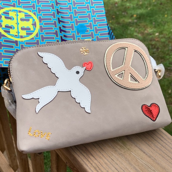 Tory Burch Handbags - Authentic Tory Burch Suede Peace Embellished Crosb